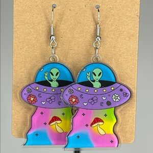 Alien Spaceship Earrings Cute Acrylic Fashion Jewelry